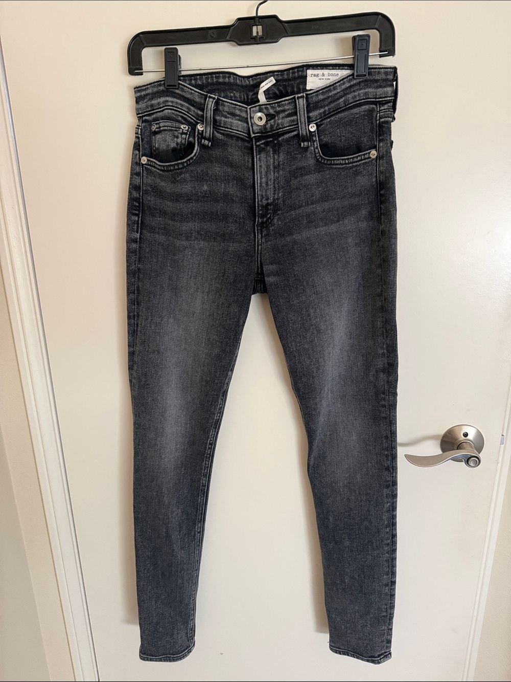 rag & bone Black Washed High-Rise Skinny Jeans
